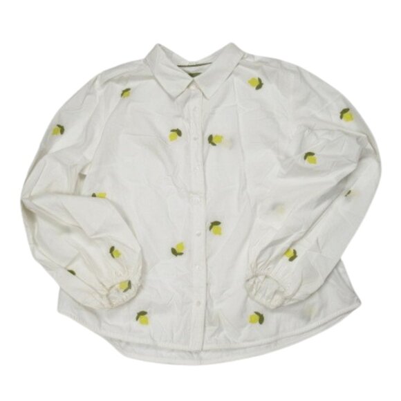 Anthropologie Maeve Embroidered Button Down Blouse White XL - Picture 5 of 13